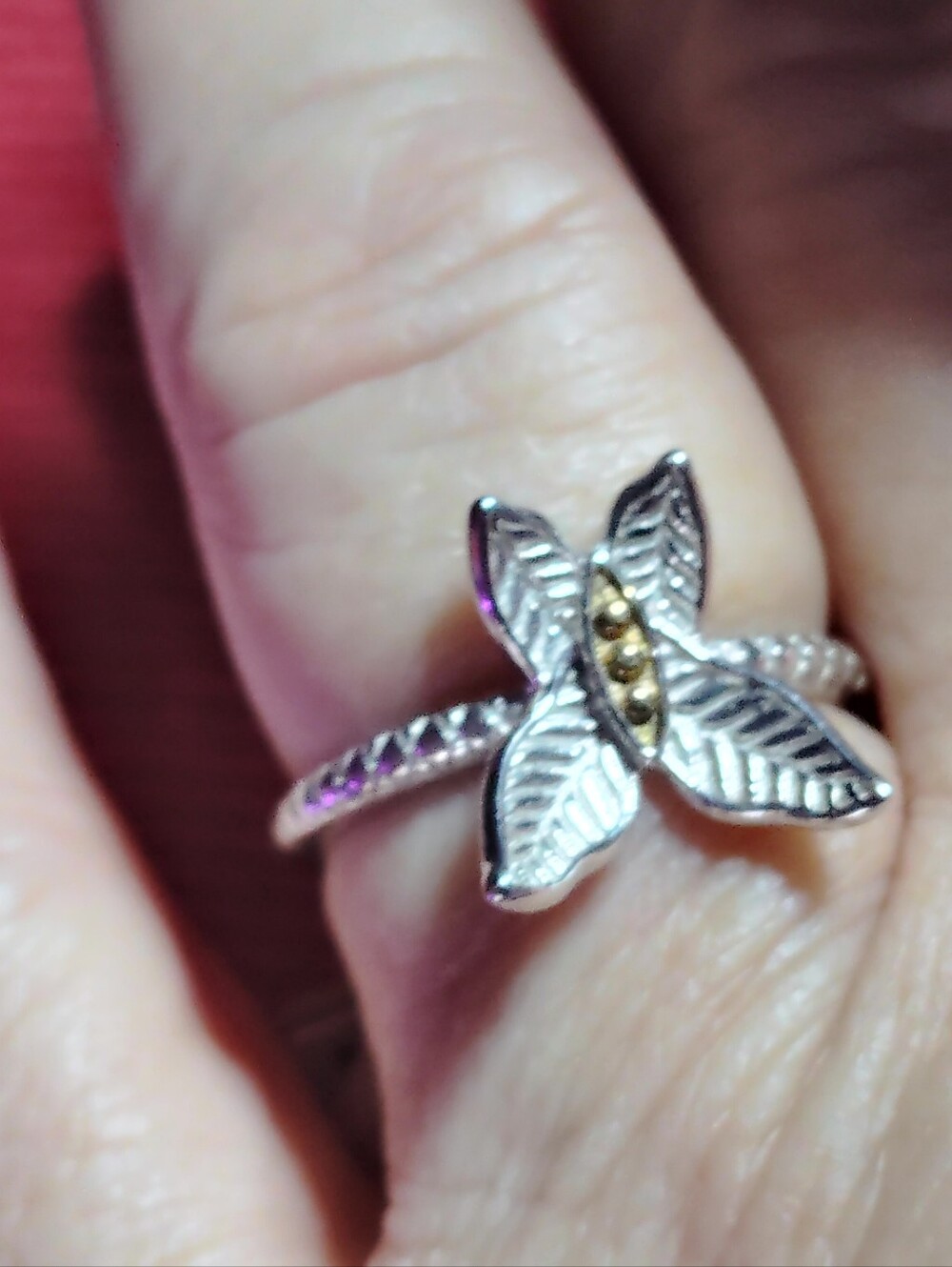 14K- GOLD BODY, SIZE-9 IS THE ONLY SIZE LEFT.  - BUTTERFLY RING STERLING WING. 9